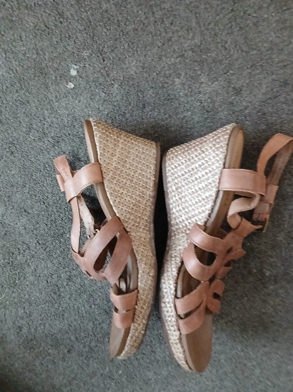 Cobb Hill Women's Tan Wedge Sandals with Braided Size 7.5M